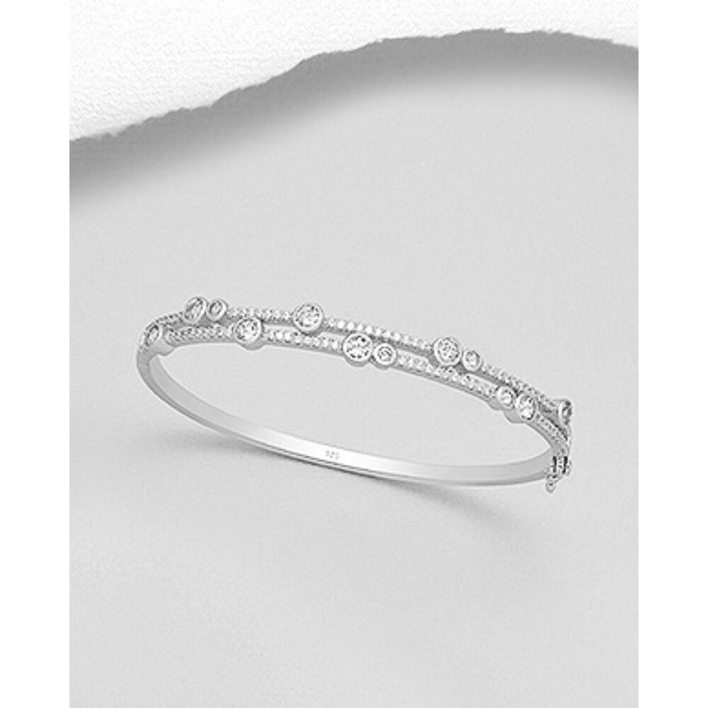 Sterling Silver Cuff, Decorated faux Diamonds